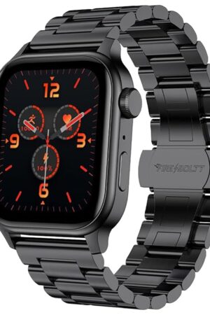 Fire-Boltt Rise Smart Watch, 1.85" HD Display, Metal Body with Bluetooth Calling, Rotating Crown, AI Voice Assistant, 120 Sports Modes, Neon UI, SpO2 & Heart Rate Monitoring (Black-C)